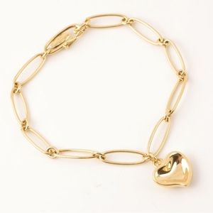 Tiffany & Co. 18k Yellow Gold Elsa Peretti Heart Bracelet 7”